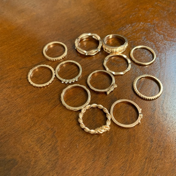 *3/$20* 12 Piece Gold Rhinestone Ring Set - Picture 8 of 9